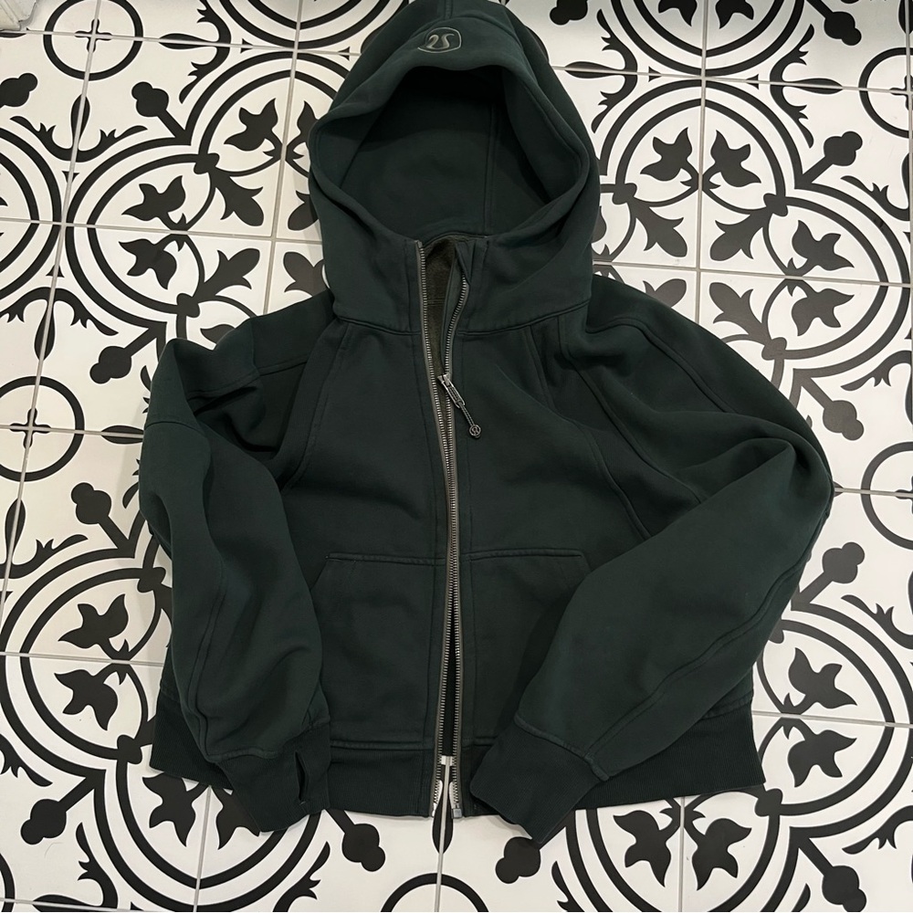 Dark green Lululemon oversized full zip hooded scuba size xs/s